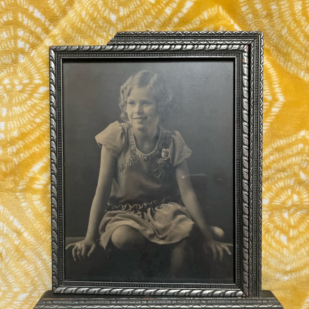 Vintage Black and Silver Photo Frame with vintage photo